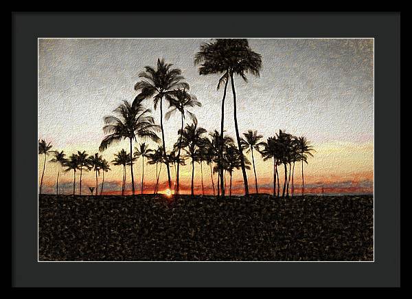 Hawaiian Sunset Rock Painting - Framed Print