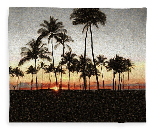 Hawaiian Sunset Rock Painting - Blanket