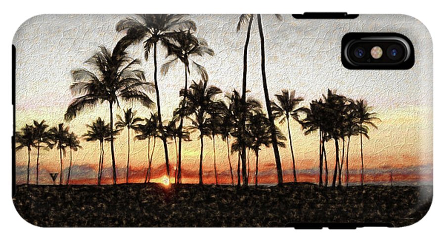 Hawaiian Sunset Rock Painting - Phone Case