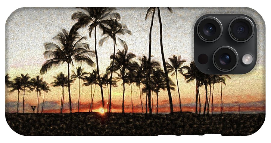 Hawaiian Sunset Rock Painting - Phone Case