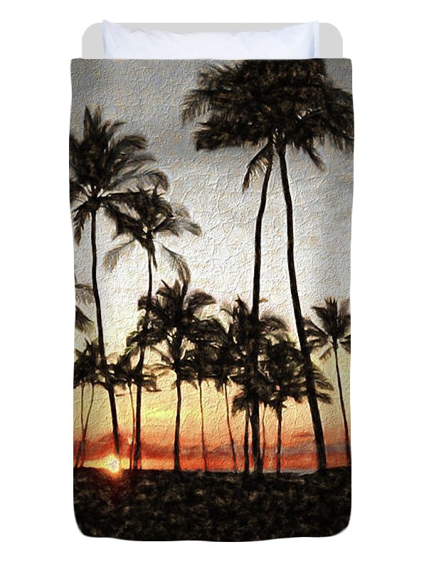 Hawaiian Sunset Rock Painting - Duvet Cover