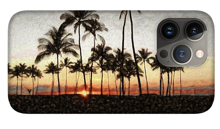 Hawaiian Sunset Rock Painting - Phone Case