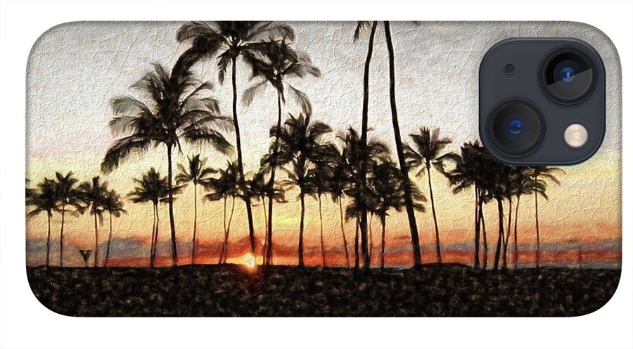 Hawaiian Sunset Rock Painting - Phone Case