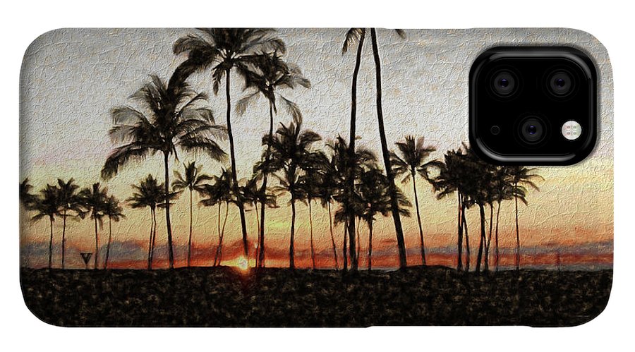 Hawaiian Sunset Rock Painting - Phone Case