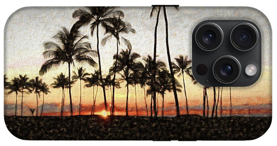 Hawaiian Sunset Rock Painting - Phone Case