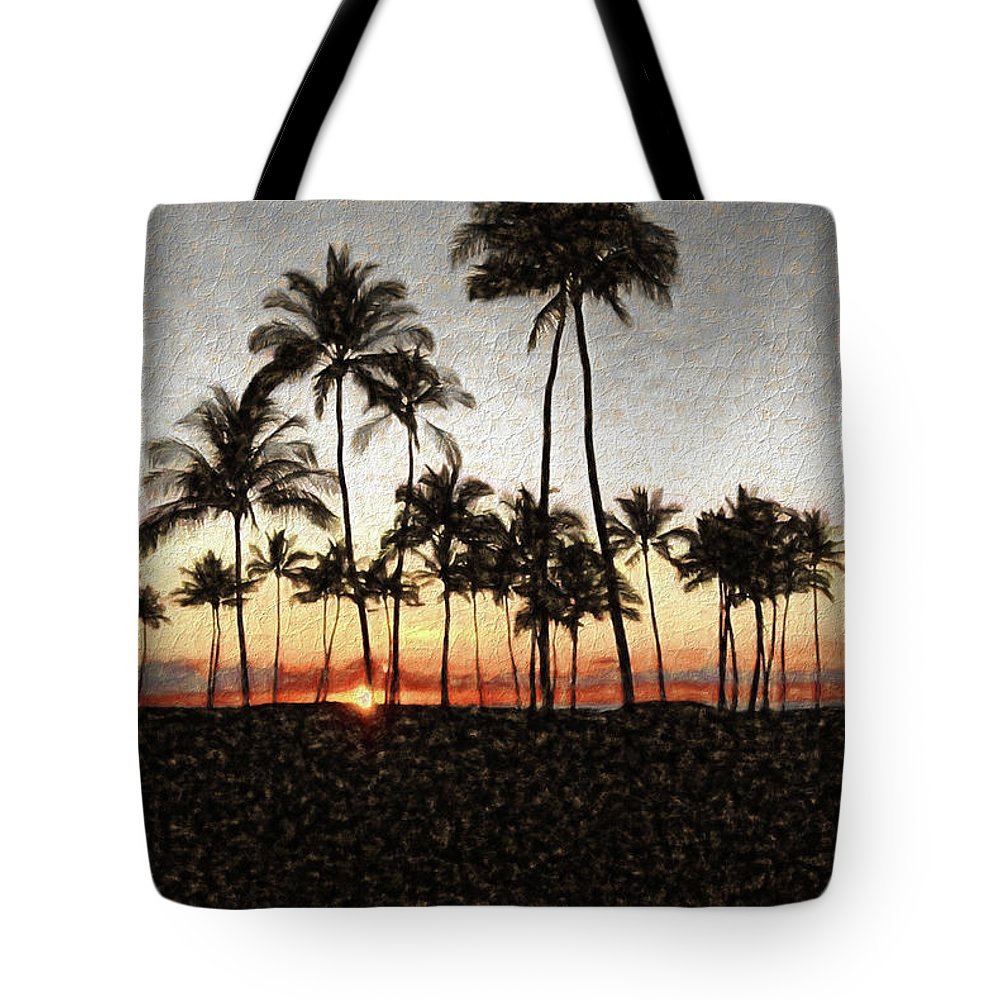 Hawaiian Sunset Rock Painting - Tote Bag