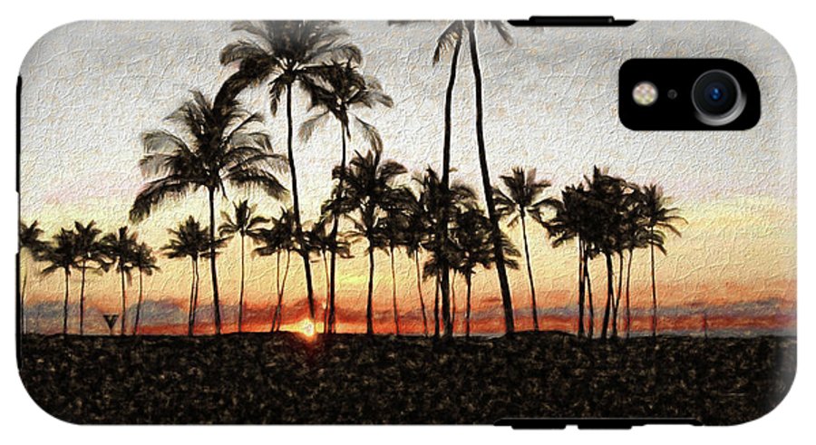 Hawaiian Sunset Rock Painting - Phone Case