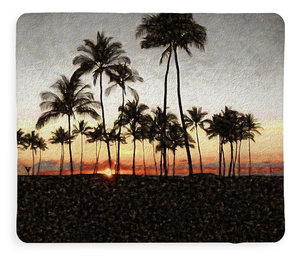 Hawaiian Sunset Rock Painting - Blanket