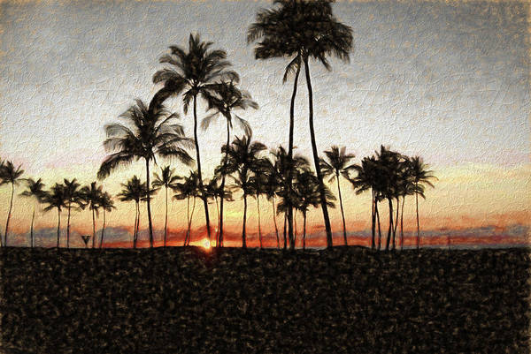 Hawaiian Sunset Rock Painting - Art Print