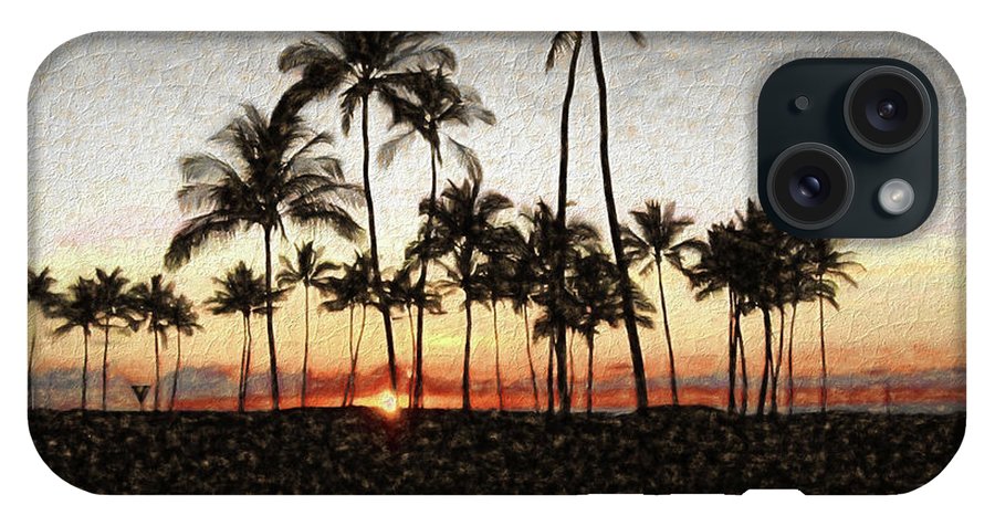 Hawaiian Sunset Rock Painting - Phone Case