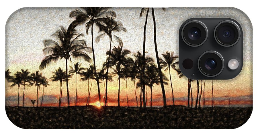 Hawaiian Sunset Rock Painting - Phone Case