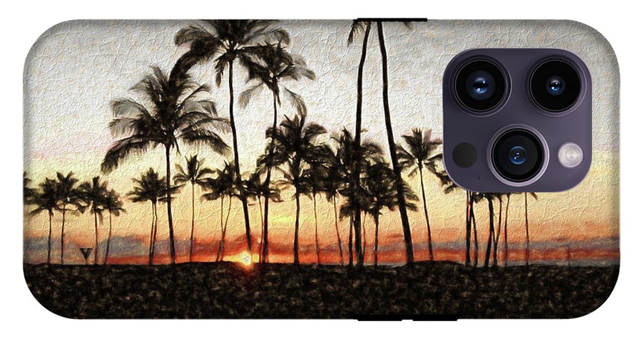 Hawaiian Sunset Rock Painting - Phone Case