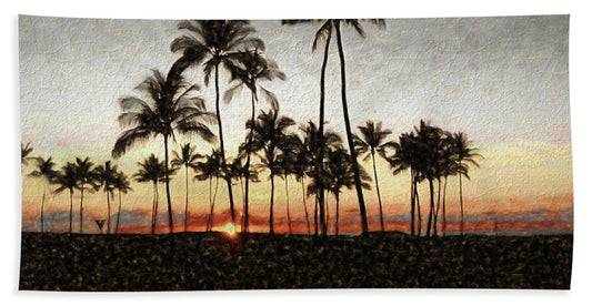 Hawaiian Sunset Rock Painting - Bath Towel