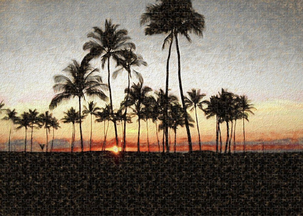 Hawaiian Sunset Rock Painting - Puzzle