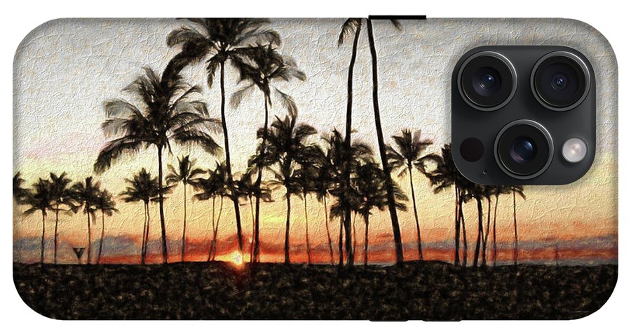 Hawaiian Sunset Rock Painting - Phone Case