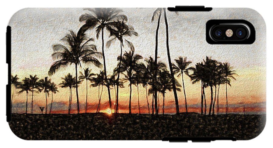 Hawaiian Sunset Rock Painting - Phone Case