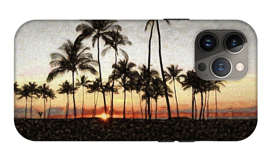 Hawaiian Sunset Rock Painting - Phone Case