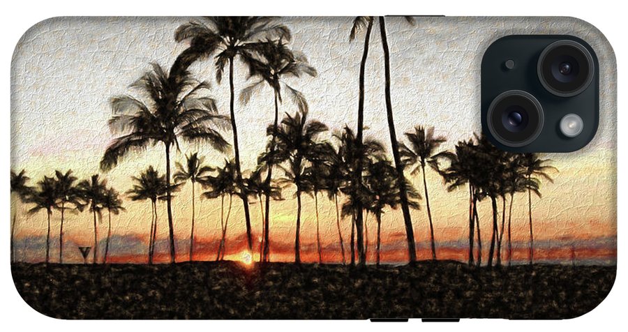 Hawaiian Sunset Rock Painting - Phone Case