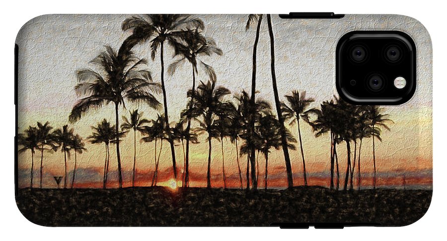 Hawaiian Sunset Rock Painting - Phone Case