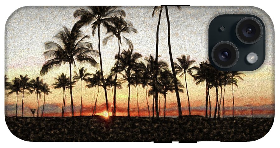 Hawaiian Sunset Rock Painting - Phone Case