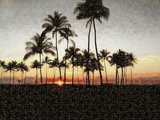 Hawaiian Sunset Rock Painting - Puzzle