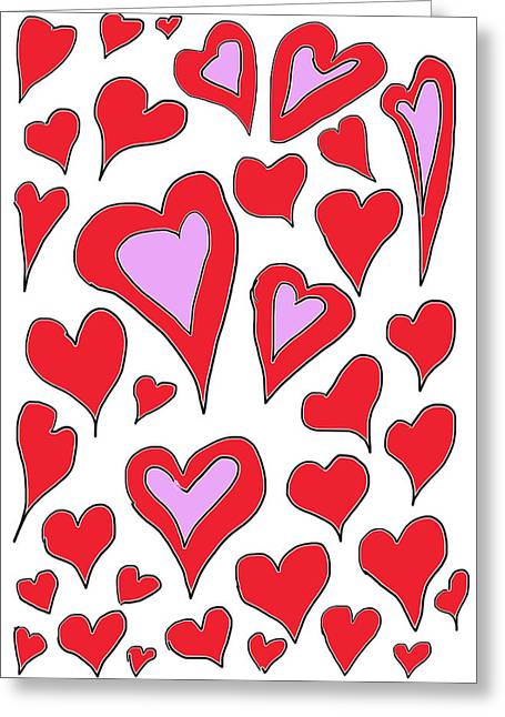 Hearts Drawing - Greeting Card