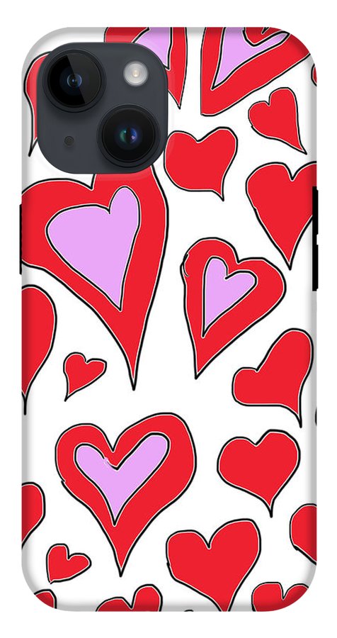 Hearts Drawing - Phone Case