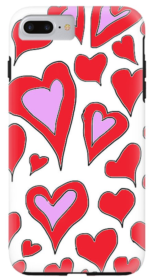 Hearts Drawing - Phone Case