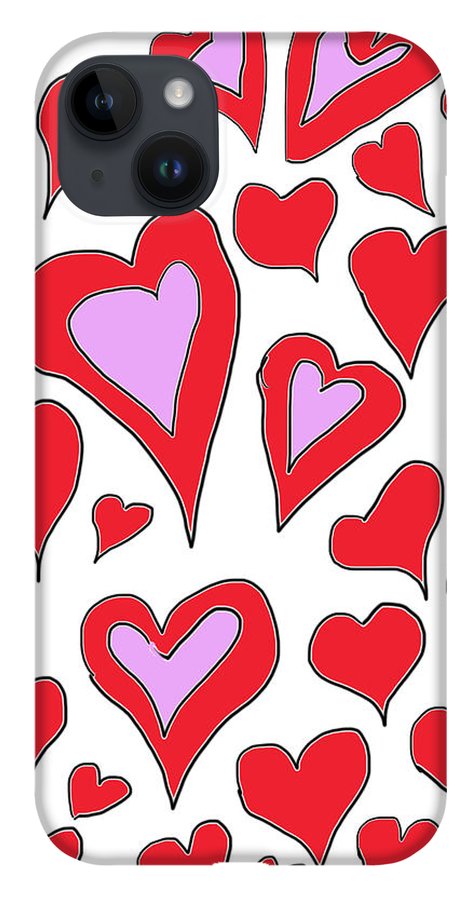 Hearts Drawing - Phone Case