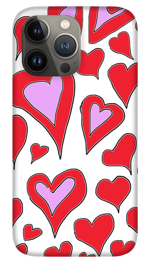 Hearts Drawing - Phone Case