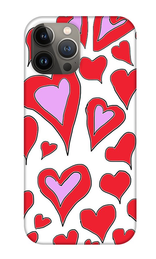 Hearts Drawing - Phone Case