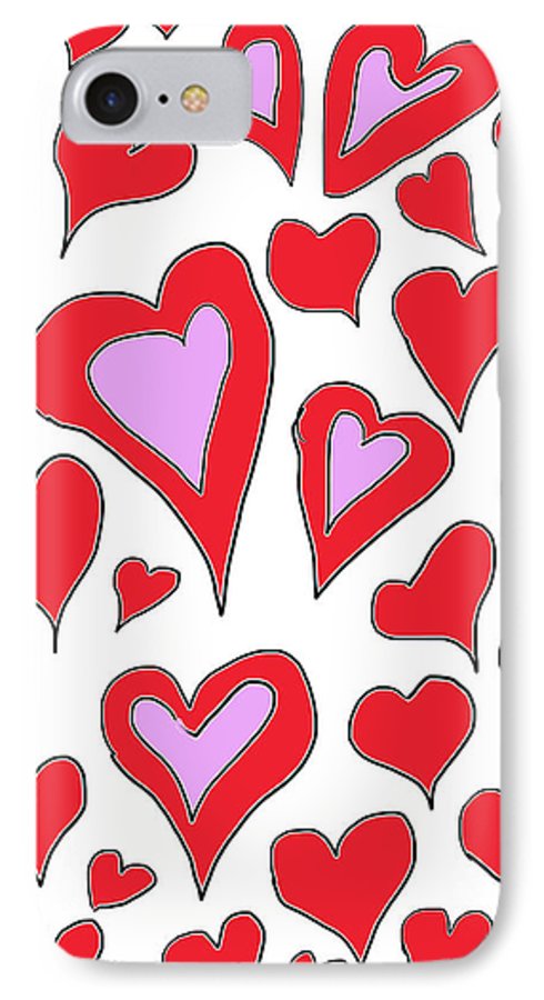 Hearts Drawing - Phone Case