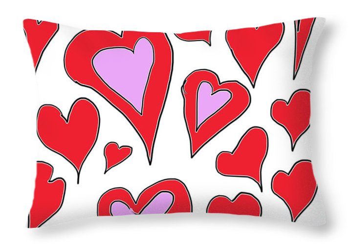 Hearts Drawing - Throw Pillow