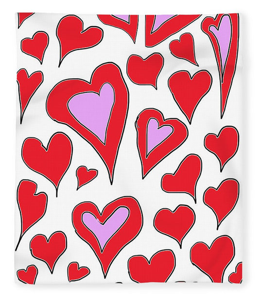 Hearts Drawing - Blanket