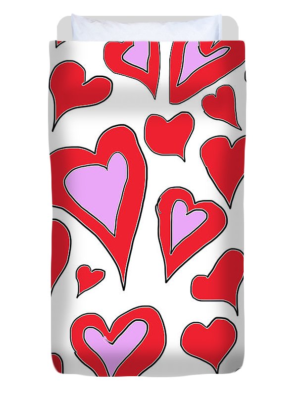 Hearts Drawing - Duvet Cover