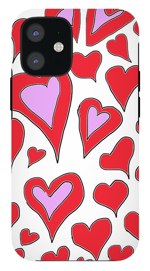 Hearts Drawing - Phone Case