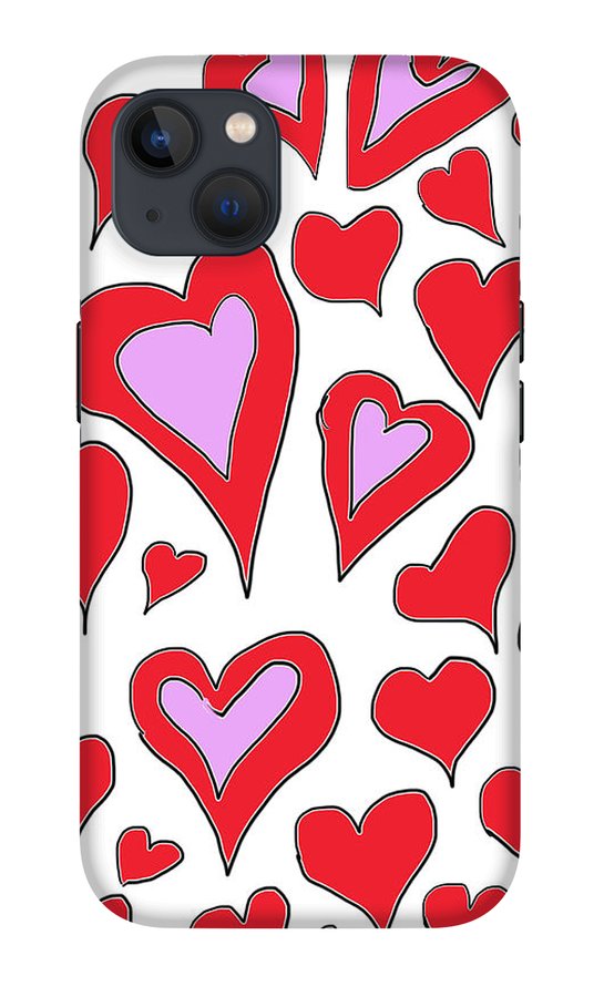 Hearts Drawing - Phone Case