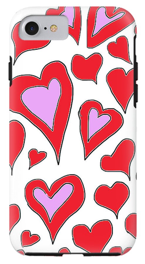 Hearts Drawing - Phone Case