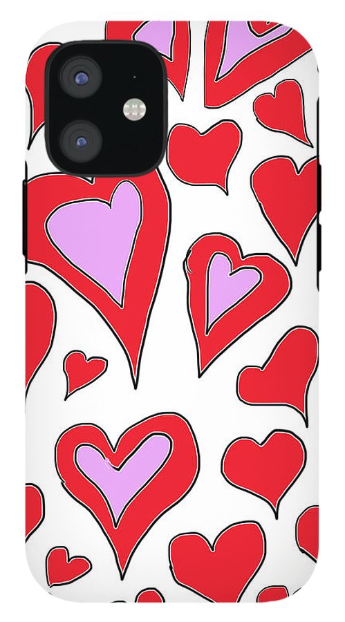 Hearts Drawing - Phone Case