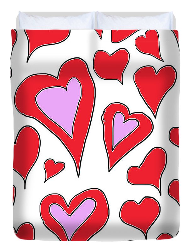 Hearts Drawing - Duvet Cover