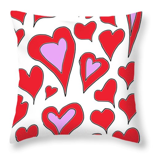 Hearts Drawing - Throw Pillow