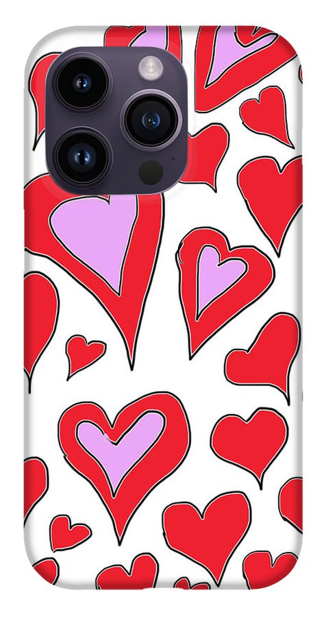 Hearts Drawing - Phone Case