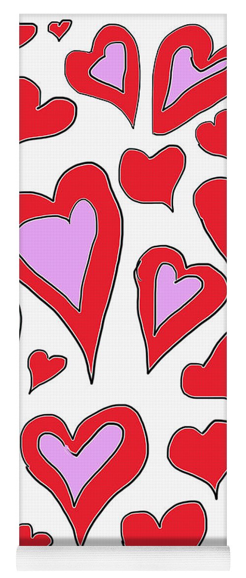 Hearts Drawing - Yoga Mat
