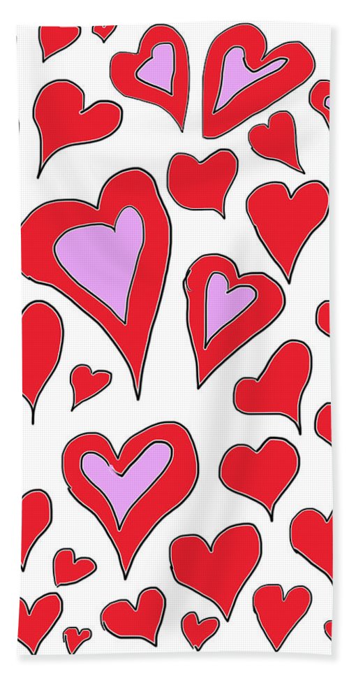 Hearts Drawing - Bath Towel