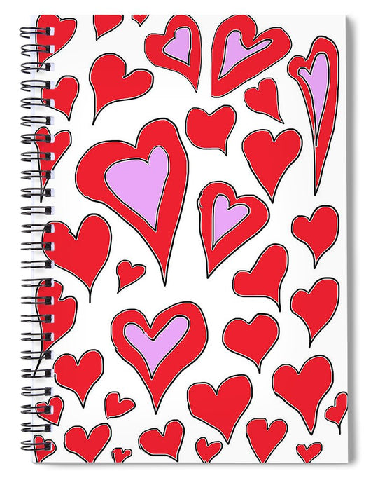 Hearts Drawing - Spiral Notebook
