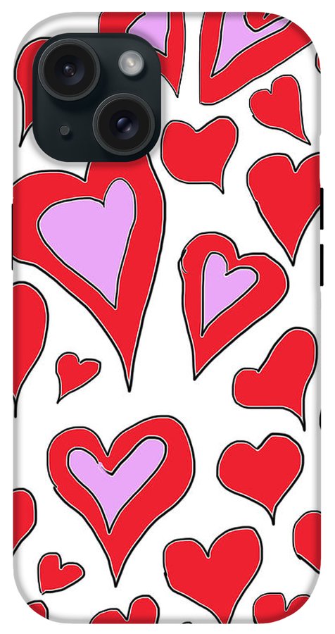 Hearts Drawing - Phone Case