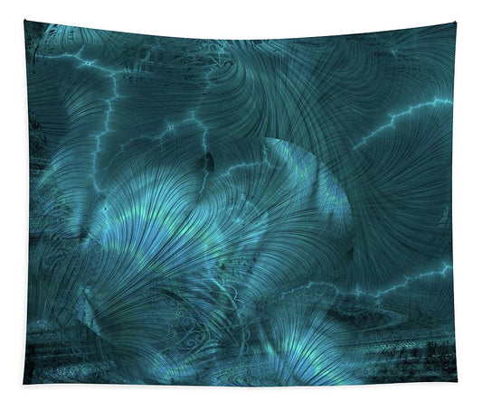 I gOt Memories Blue Metallic Abstract - Tapestry