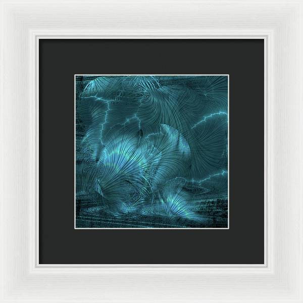 I gOt Memories Blue Metallic Abstract - Framed Print