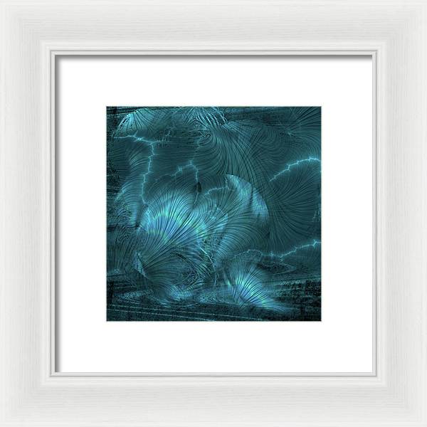 I gOt Memories Blue Metallic Abstract - Framed Print