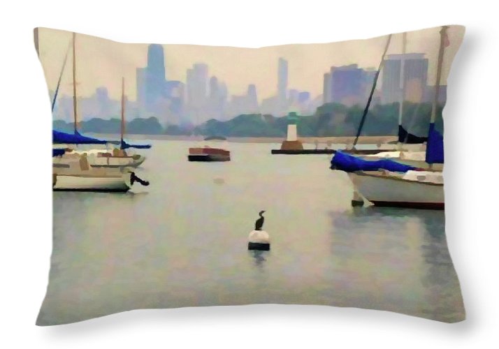 Lake By The City - Throw Pillow